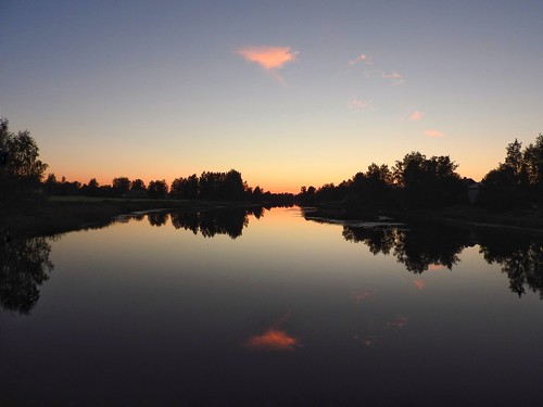 sunset dusk evening summer lapua lapuajoki lapuariver finland river reflection calm still blue