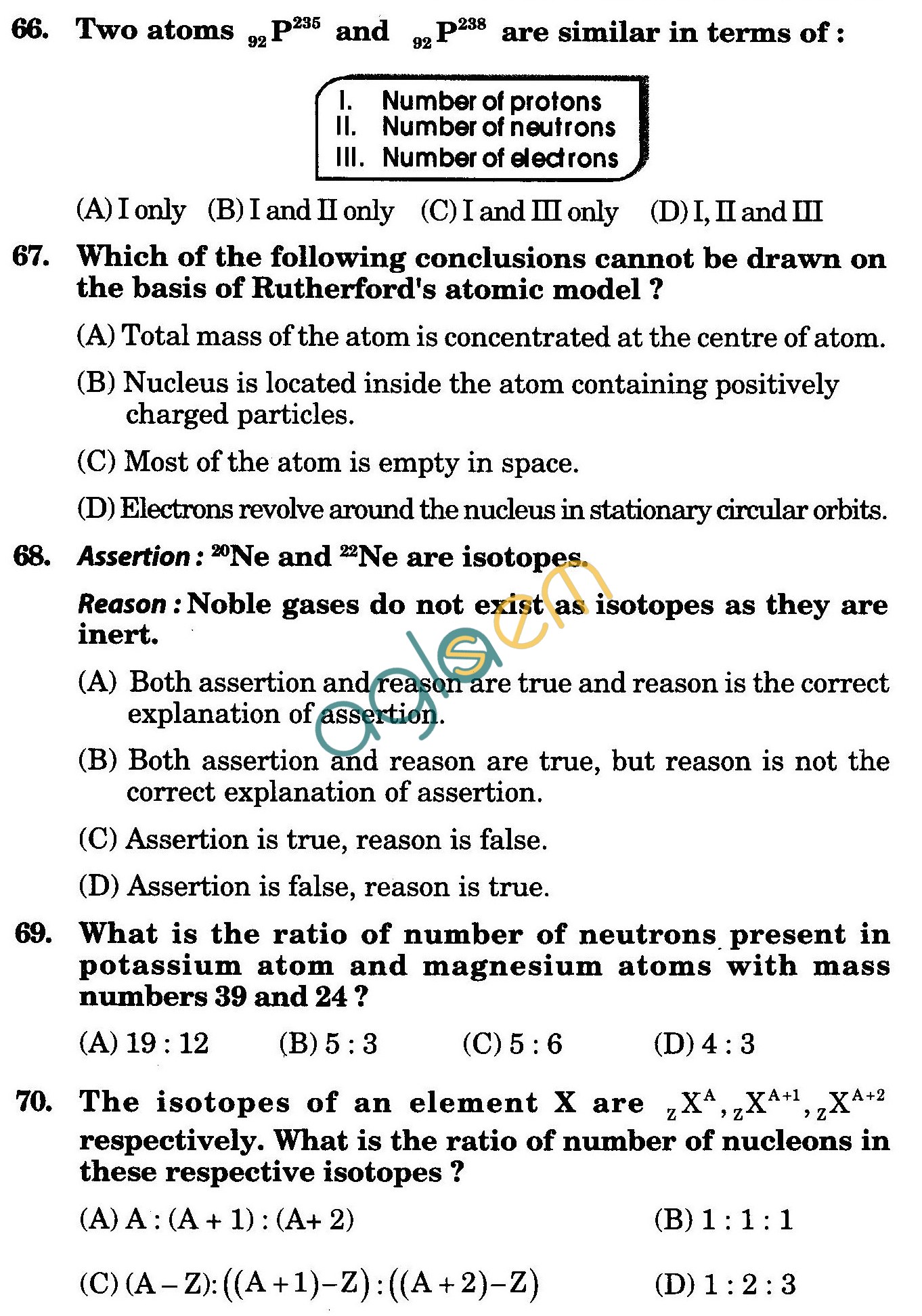 NSTSE 2010: Class IX Question Paper with Answers - Chemistry