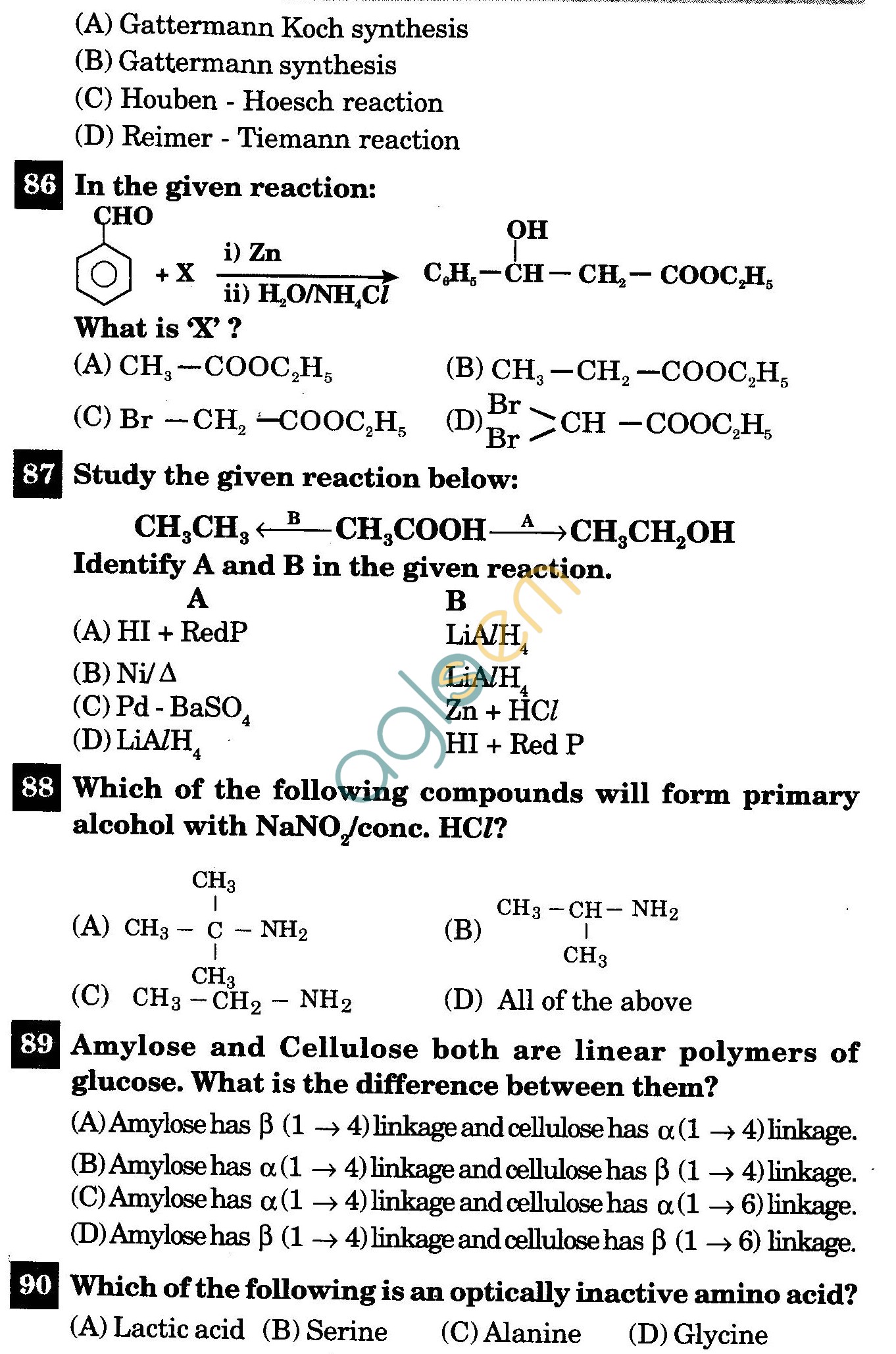 NSTSE 2011 Class XII PCM Question Paper with Answers - Chemistry