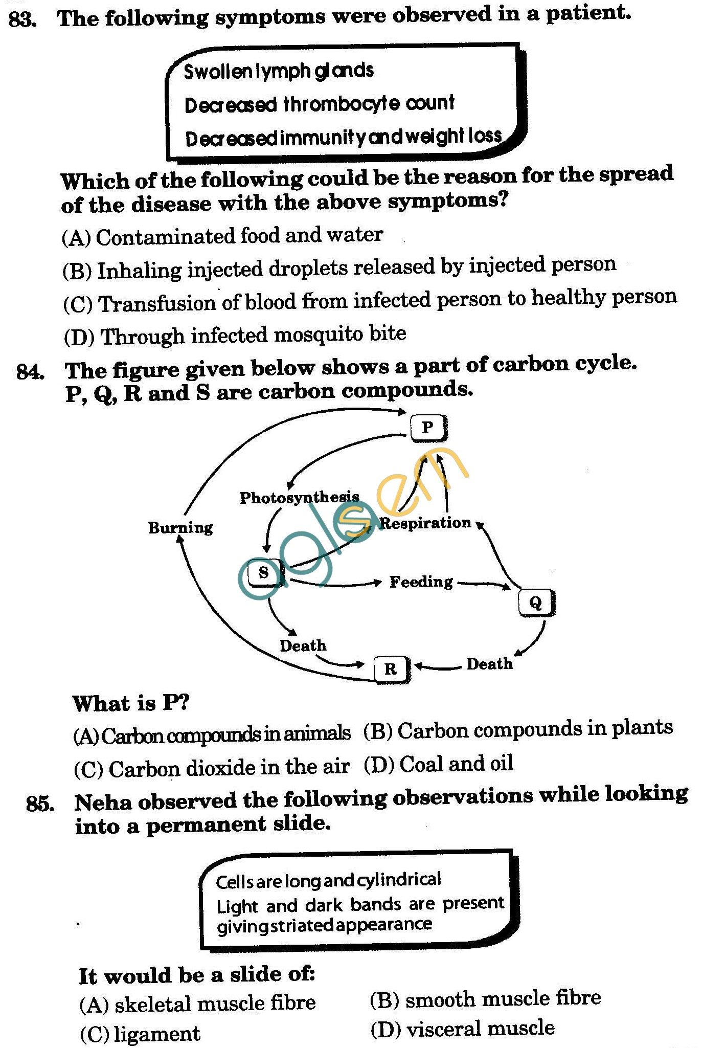 NSTSE 2010: Class IX Question Paper with Answers - Biology