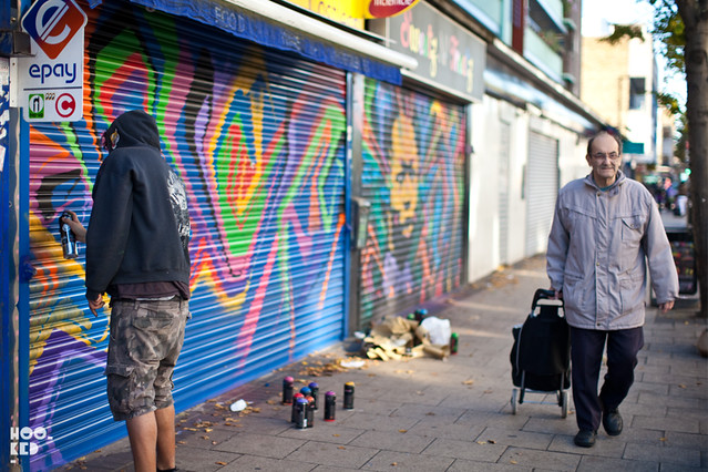 Colombian street artist StinkFish London Shutters