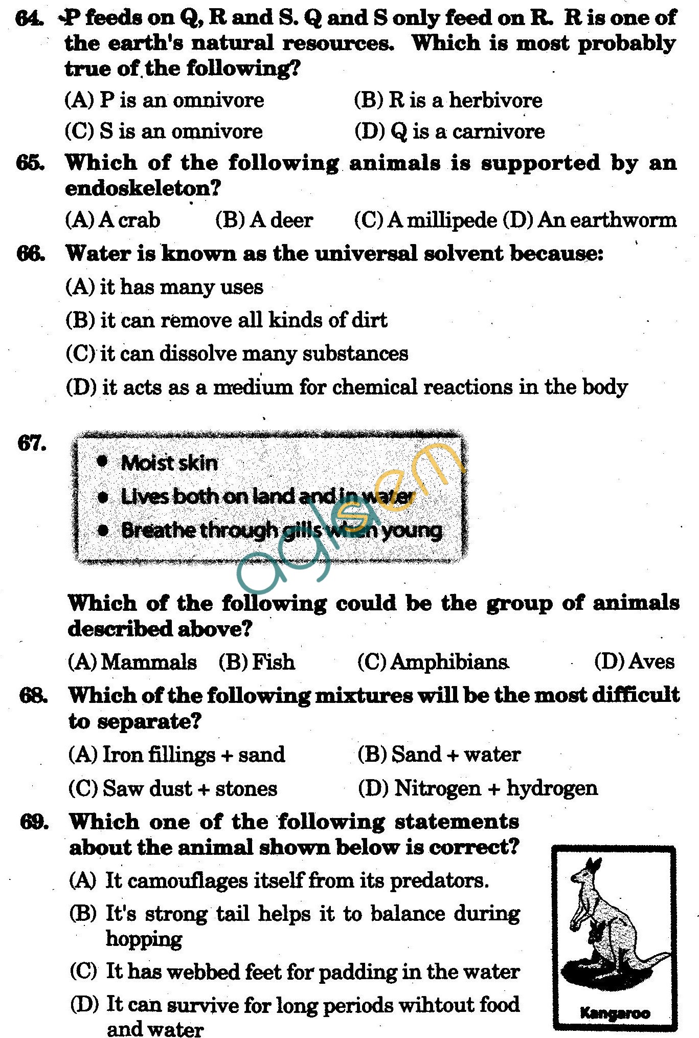 NSTSE 2009 Class V Question Paper with Answers - Science