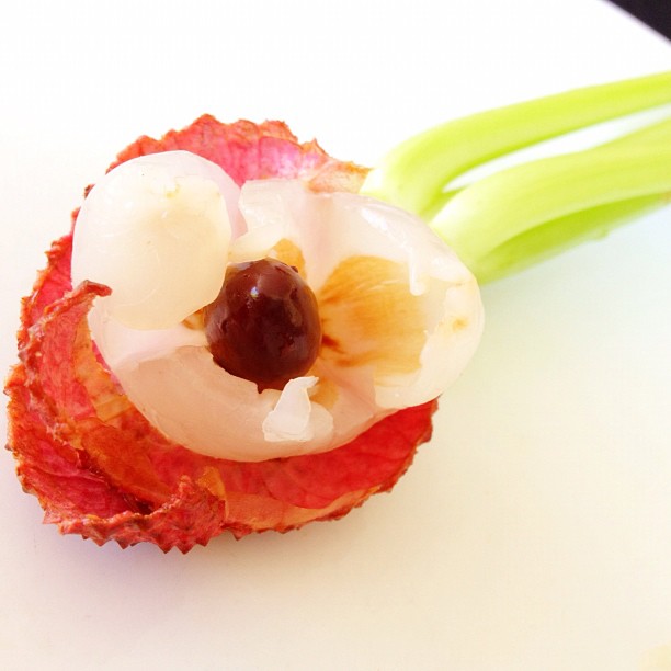 Lychee flower #foodart #playwithyourfood  The first time I had fresh lychee, was my first visit to Sydney's Paddy's Market. There were so many fruits I hadn't tried before and to be honest the lychee then wasn't as sweet as this one is, but it's a cute li