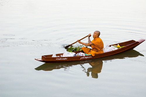 water river thailand boat asia outdoor faith religion paddle monk buddhism canoe ritual amphawa