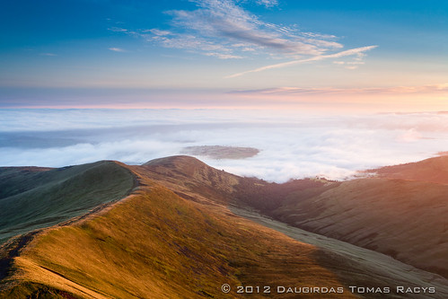uk morning blue trees sky cloud white mist mountain cold green fog wales clouds landscape dawn early cool movement exposure unitedkingdom path top breconbeacons clear dew fields layers inversion brecon dense