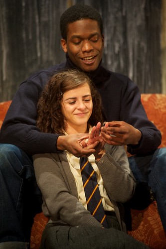 Adrian Decosta as Jimmie and Rebecca Ryan as Jo in the Royal Lyceum Edinburgh's Winter 2013 production of A Taste of Honey. Photo: Alan McCredie