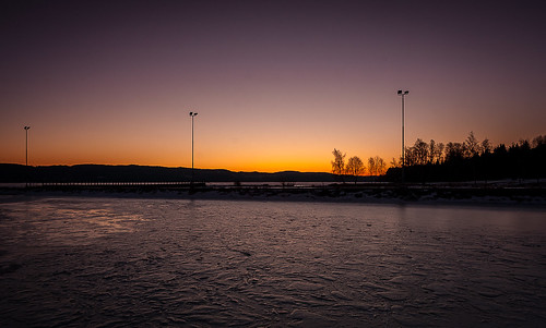 sunset lake cold tree ice water norway night sunrise evening early frozen harbour clear late lillestrøm flateby