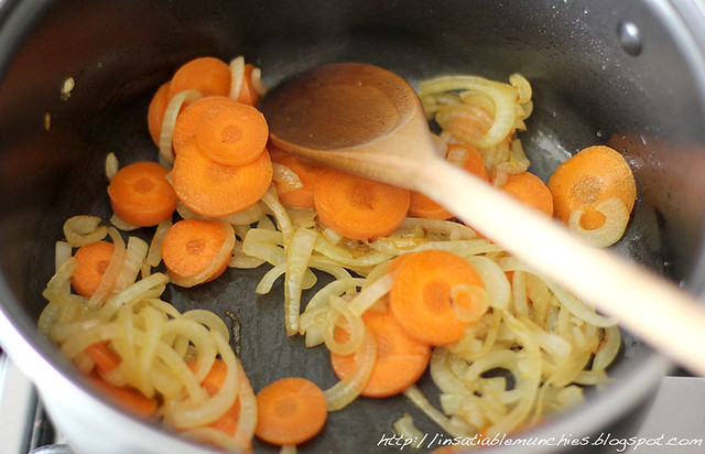 Vegetables getting sautéed before the stock is made