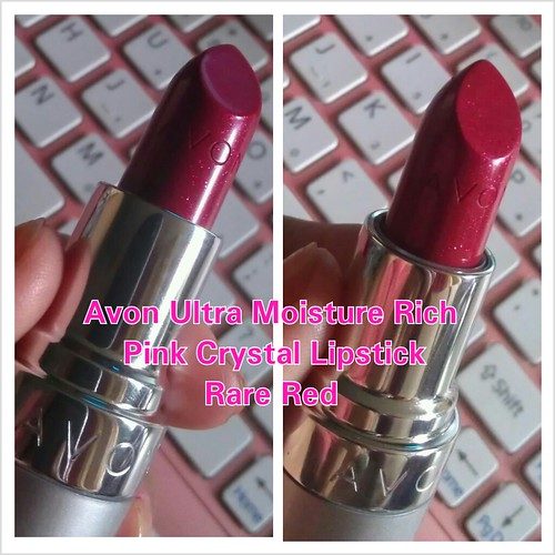 Avon Ultra Moisture Rich Pink Crystal Lipstick Rare Red