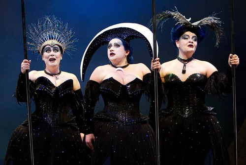 Ladies of the Night: Rachel Hynes (Second Lady) Claire Watkins (First Lady) & Louise Collet (Third Lady) in Scottish Opera's The Magic Flute © Ken Dundas