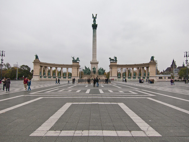 Visiting Heroes' Square is a must in Budapest, Hungary.