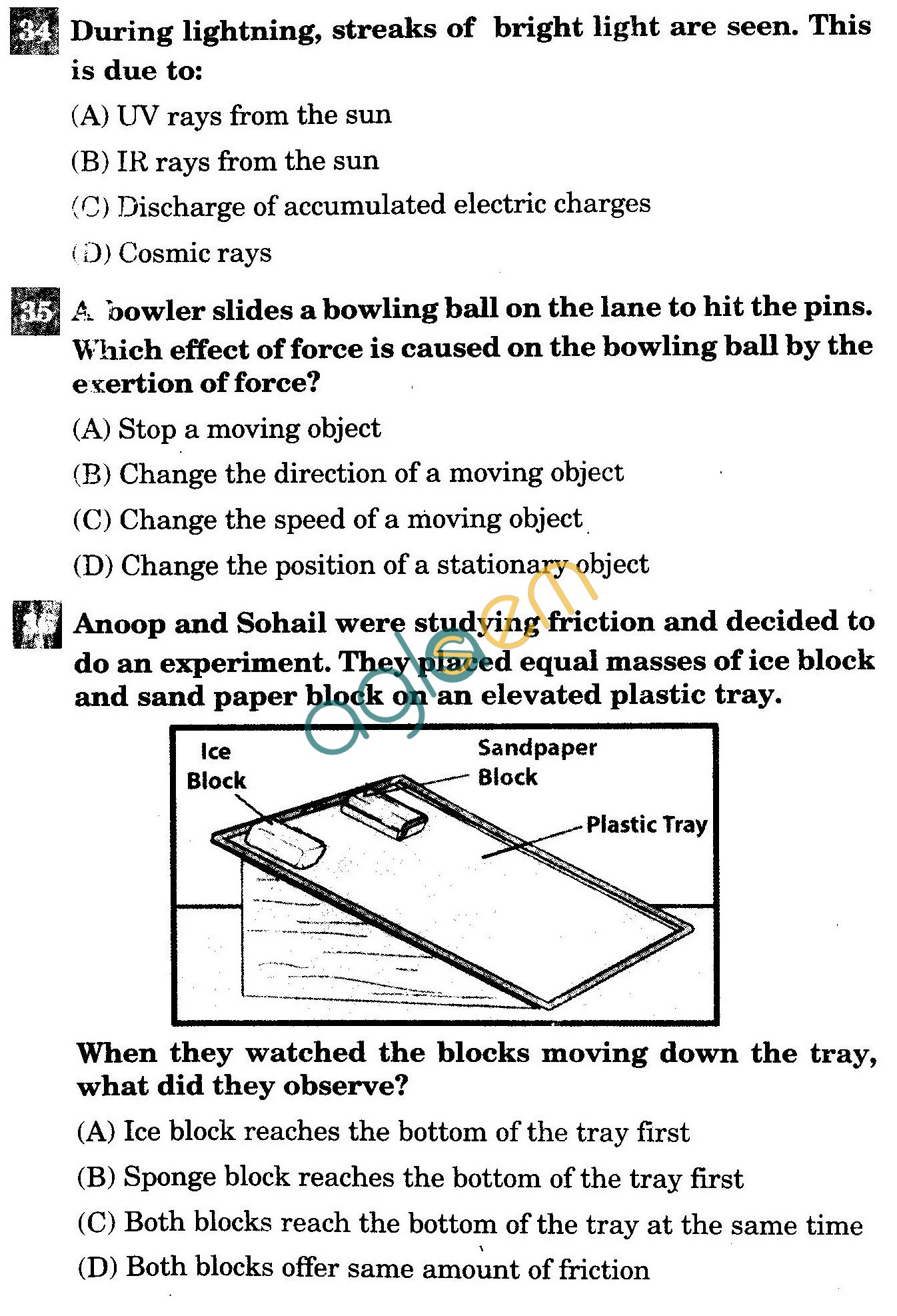 NSTSE 2011 Class VIII Question Paper with Answers - Physics