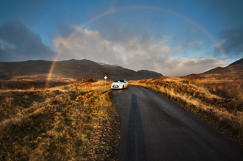 road sun rain scotland rainbow munro lochan benlawers meallnantarmachan nationalheritagetrustscotland