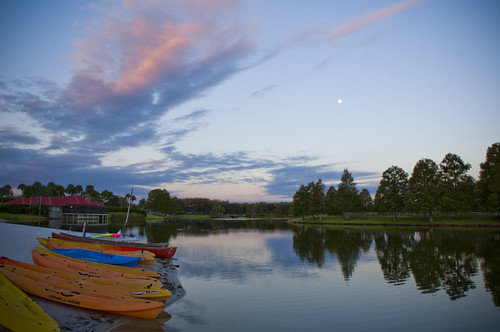 moon lake color reflection clouds sunrise boats orlando nikon florida d90
