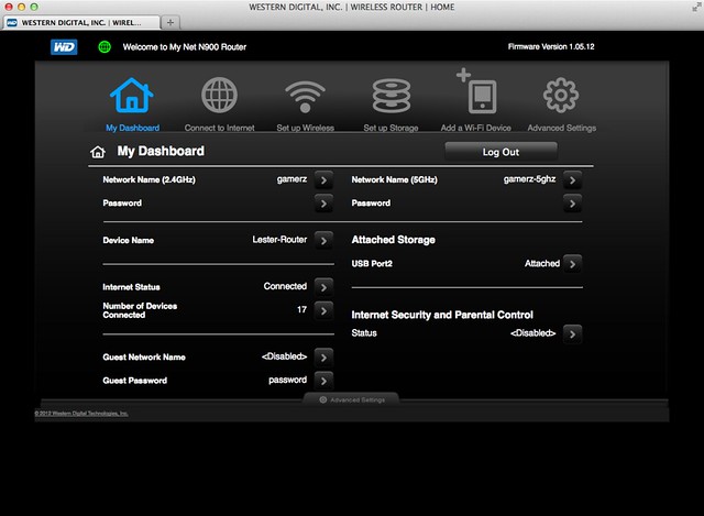 WD My Net N900 Router - My Dashboard