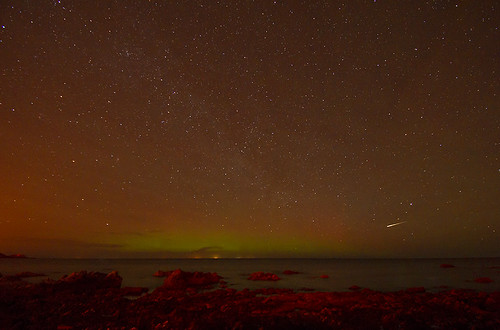 sea sky night stars landscape scotland aurora northernlights auroraborealis cullen