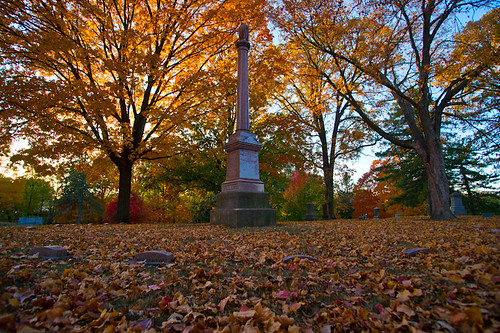 red orange color fall cemetery grave graveyard leaves minnesota yellow headstone glenwood mn 2012 mankato