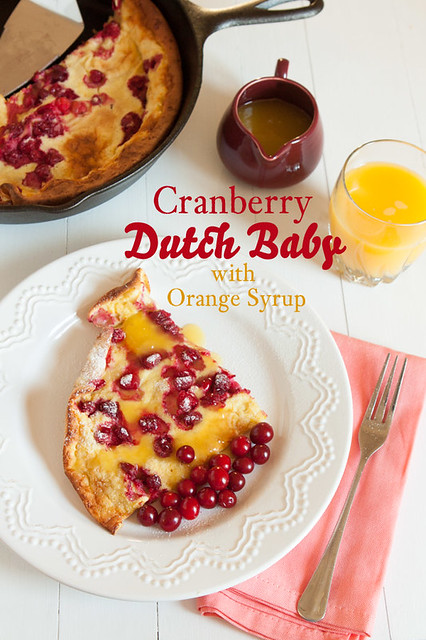 Cranberry Dutch Baby Pancake with Orange Syrup