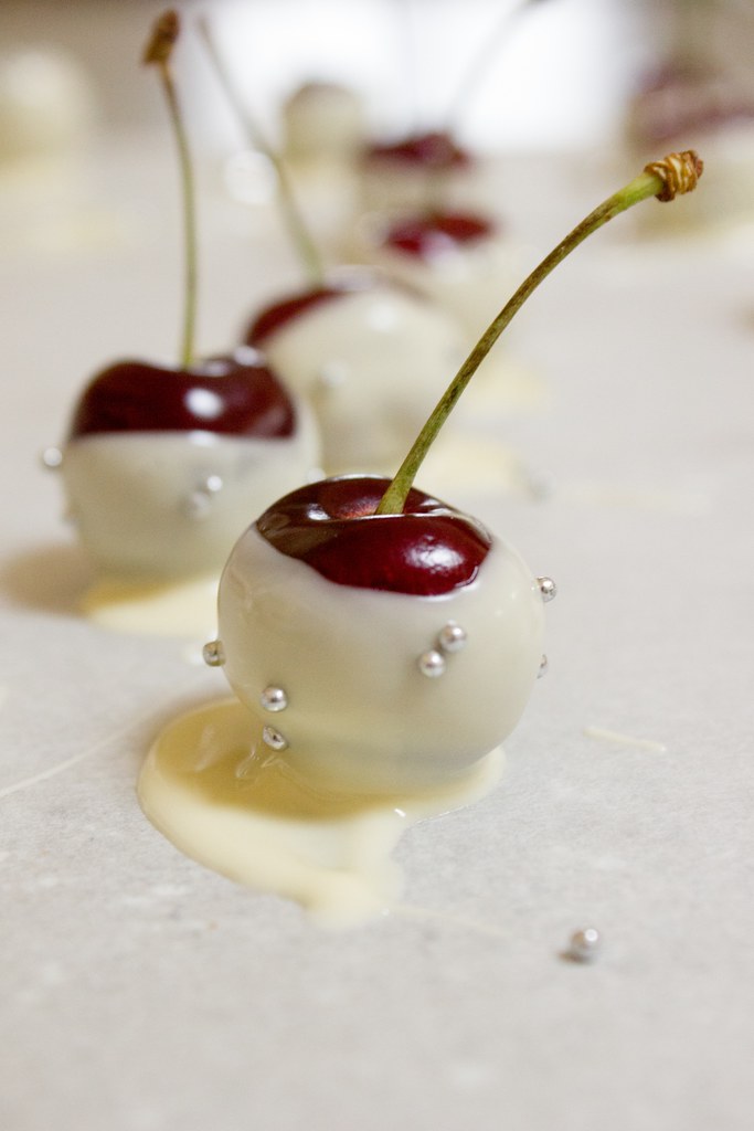 White chocolate dipped cherries