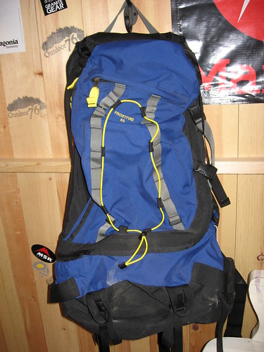 Fig. 3. This pack features a loop of shock cord, paired daisy chains, and dual ice axe loops.