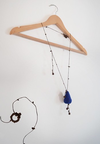Crochet necklace - Blue Pear