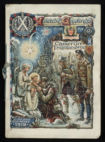 A fascinating artifact from the Christmases Past exhibition - the Cameron Highlanders official Christmas card, 1918