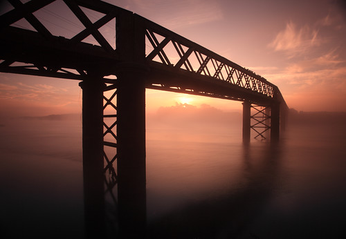 bridge mist misty sunrise plymouth ironbridge devon plymestuary