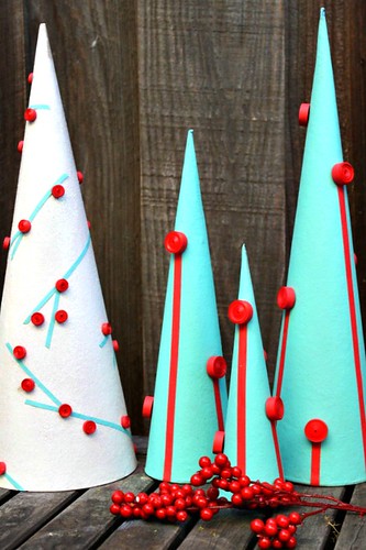 trio of tall quilled holiday trees