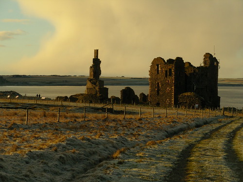 road blue winter sunset shadow sea sky sun castle ice beach field skyline clouds fence highlands rocks waves moody remote lonely outline seafront clan moat sinclair wick caithness clans girnigoe