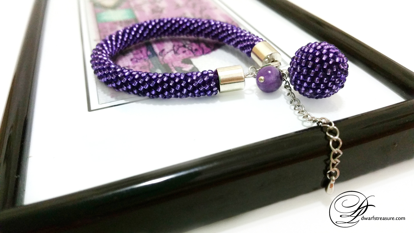 Fashion violet beaded crochet adjust length bracelet with picture