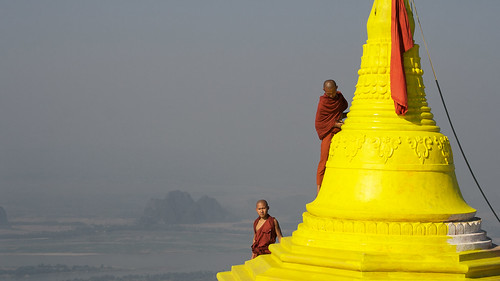 red orange yellow canon painting 350d gold pagoda buddha burma stupa buddhist monks myanmar paya karst sacredsite marone hpaan monkspainting zwekabin