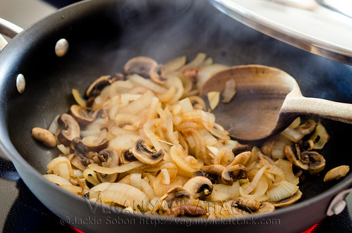 Sauteing mushrooms and onions