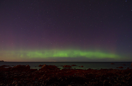 sea sky night stars landscape scotland northernlights auroraborealis cullen