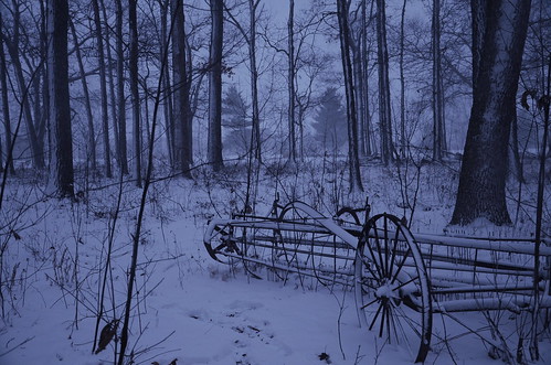 winter snow pittsfieldtownship hayrake antiquefarmequipment pittsfieldtwp horsedrawnimplements hickorywoodspark