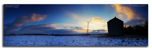 blue winter light sunset sky panorama snow black cold tree nature field silhouette clouds canon landscape geotagged illinois farm rays atmospheric crepuscularrays optics sunrisesandsunsets grainbin 60d canon60d