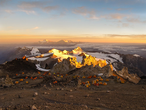 argentina sunrise mountaineering aconcagua alpinism colera camp3 6000m summitday campcolera