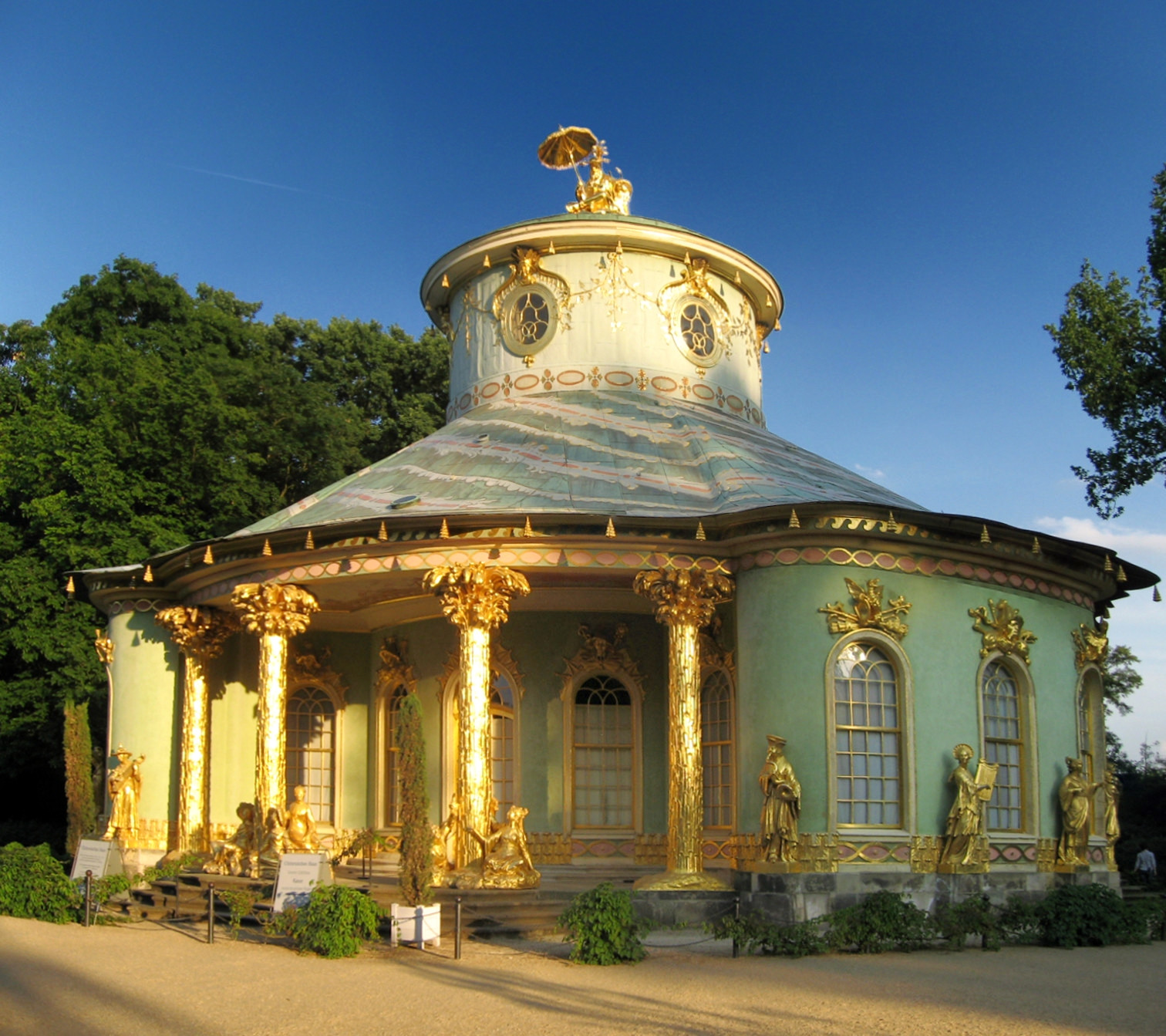 The Chinese House, designed by Johann Gottfried Büring between 1755 and 1764; a pavilion in the Chinoiserie style: a mixture of rococo elements coupled with Oriental architecture.