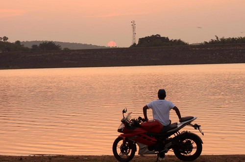 travel sunset guy water bike rural self landscape evening poetry solitude thought peace view dusk watching scenic shades land 1855mm timer gaze individual contemplation unwind selfie canon500d