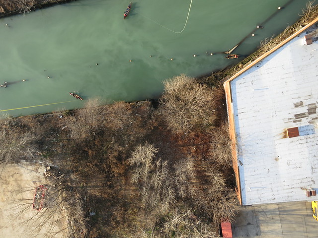 2012 December 15_balloon photography_First Street Dentons Spring fresh water inflow visible on the above photo, diluting Post Sandy Gowanus Canal raw sewage_IMG_4656