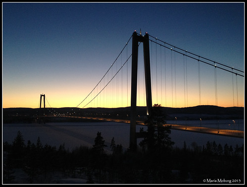 bridge winter sunset snow vinter sweden sverige bro snö solnedgång högakusten highcoastbridge högakustenbron highcoast