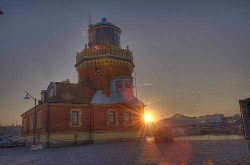 lighthouse sunrise hdr helsingborg