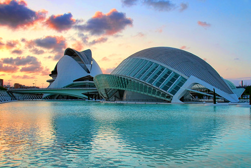 Sunset in the City of Arts and Sciences, Valencia, Spain