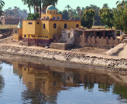 reflection architecture buildings river village egypt nile riverbank rivernile
