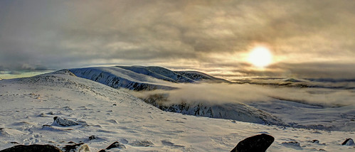 mountain landscape scotland wintersunset cairngorms munro