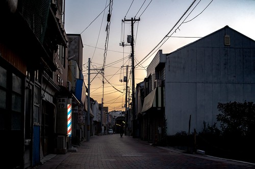 tamashima street dusk sunset