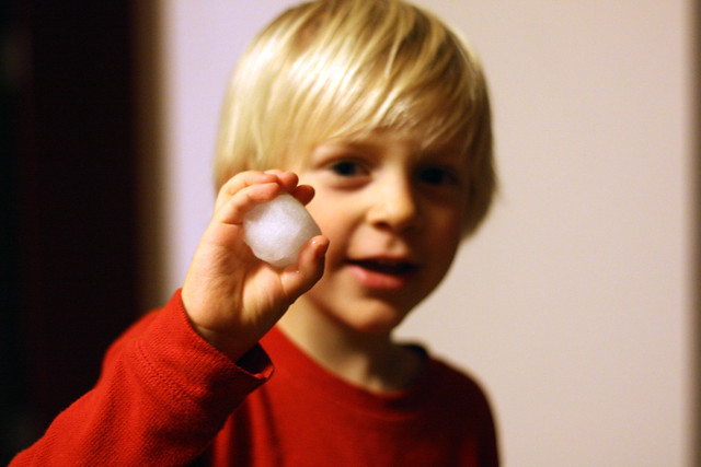 Snow Much Fun: Augie's first snowball