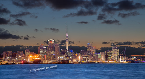 new city sunset water clouds lights waterfront front auckland zealand skytower cbd 2013 sktcity