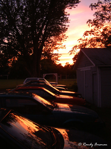 sunset ny newyork reflection cars parkedcars plattsburgh plattsburghny randyforsman