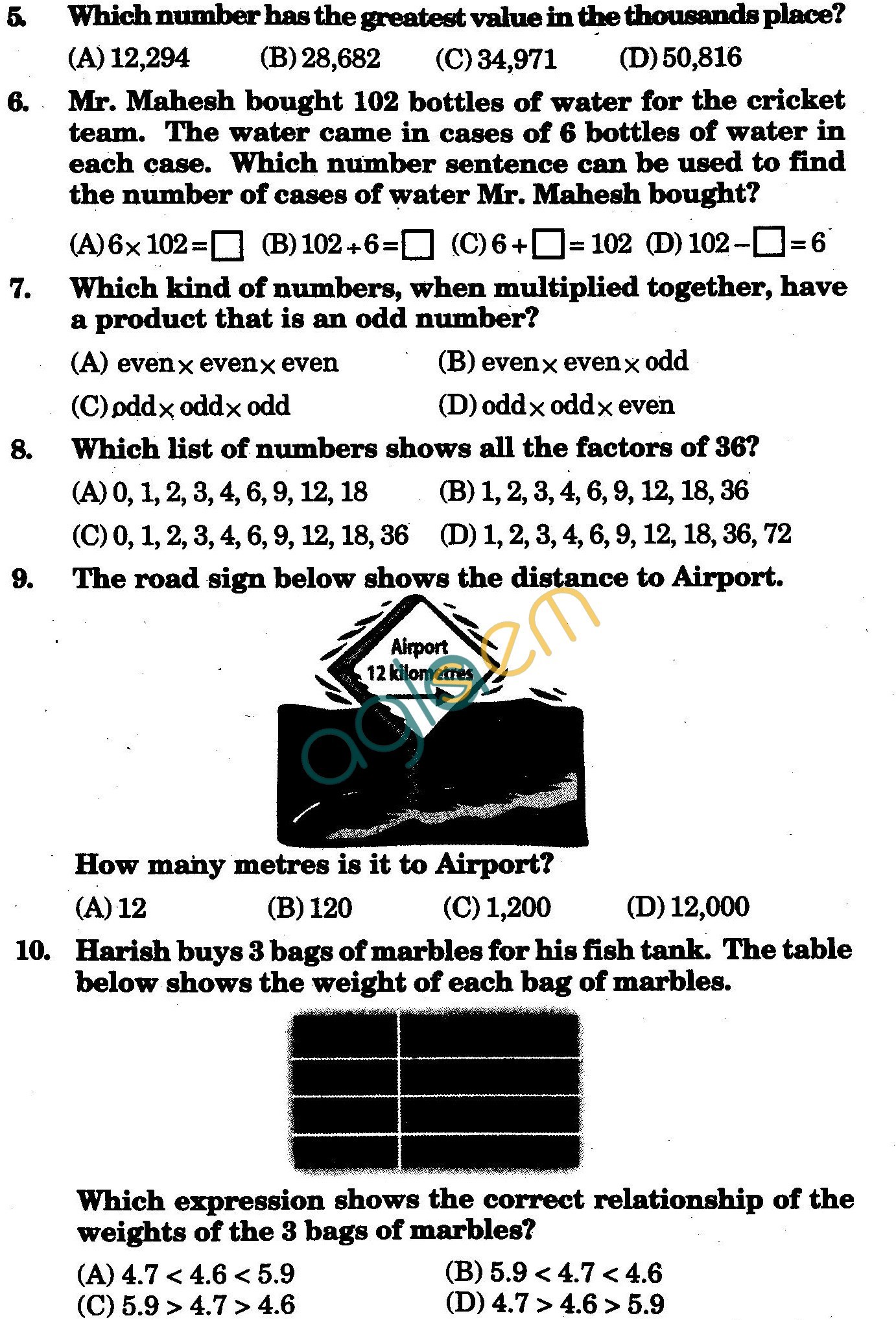 NSTSE 2009 Class IV Question Paper with Answers - Mathematics