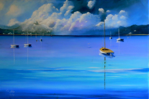 sea seascape storm weather clouds painting landscape sailboats imagesofharmony portseavictoriaaustralia